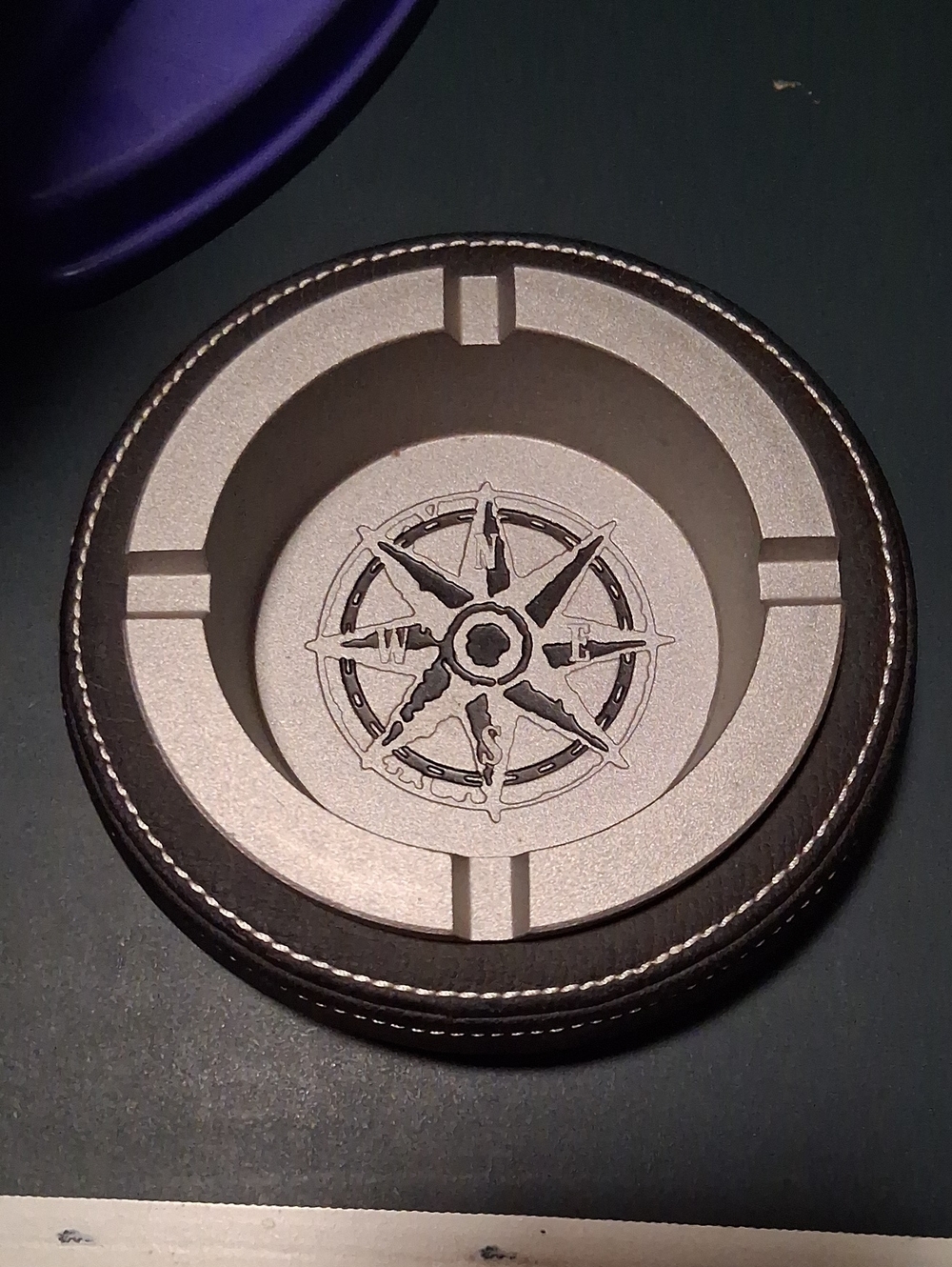 Marlboro Vintage Adventure Compass Leather-Trim Ashtray